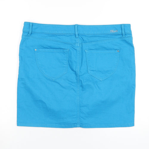 Mexx Womens Blue Cotton A-Line Skirt Size 41 in Zip