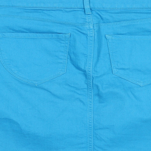 Mexx Womens Blue Cotton A-Line Skirt Size 41 in Zip