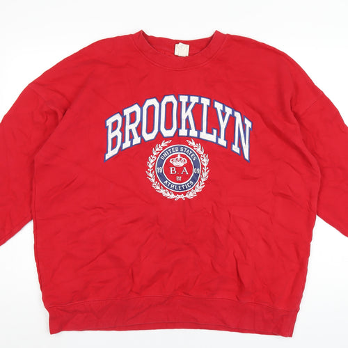 Brooklyn Athletics Womens Red Cotton Full Zip Sweatshirt Size M Pullover