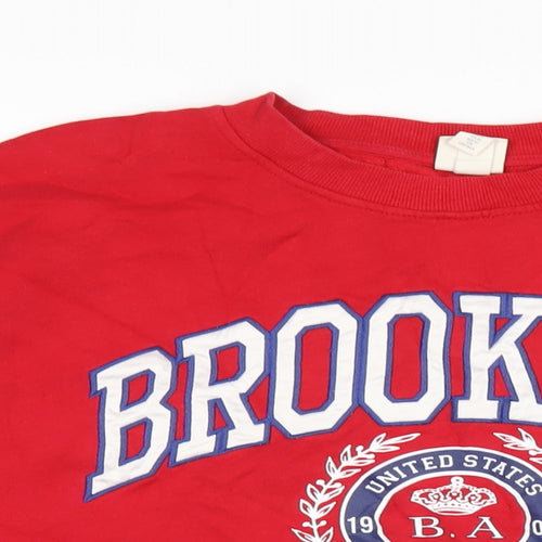 Brooklyn Athletics Womens Red Cotton Full Zip Sweatshirt Size M Pullover