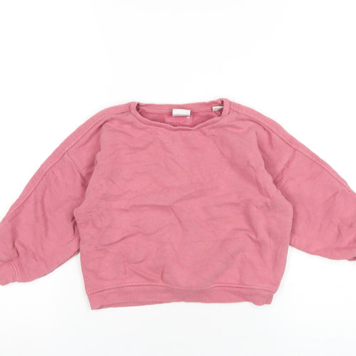 Zara Girls Pink Cotton Pullover Sweatshirt Size 3-4 Years Pullover