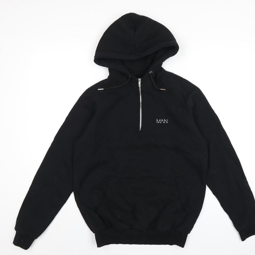 Boohoo Mens Black Cotton Pullover Hoodie Size M