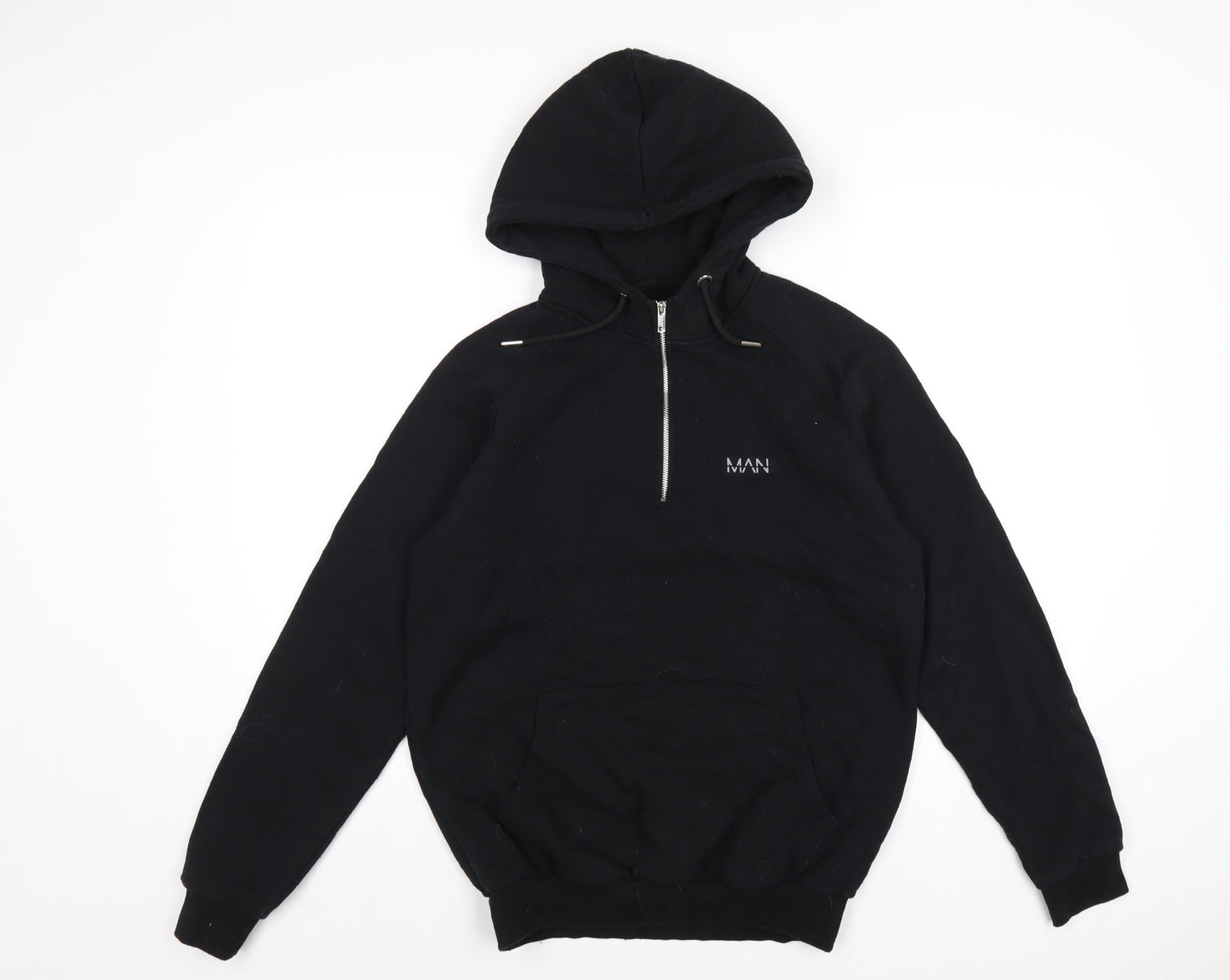 Boohoo Mens Black Cotton Pullover Hoodie Size M