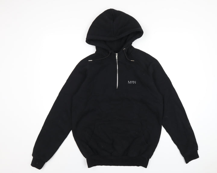 Boohoo Mens Black Cotton Pullover Hoodie Size M