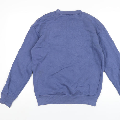Boohoo Womens Blue Cotton Pullover Sweatshirt Size 8 Pullover
