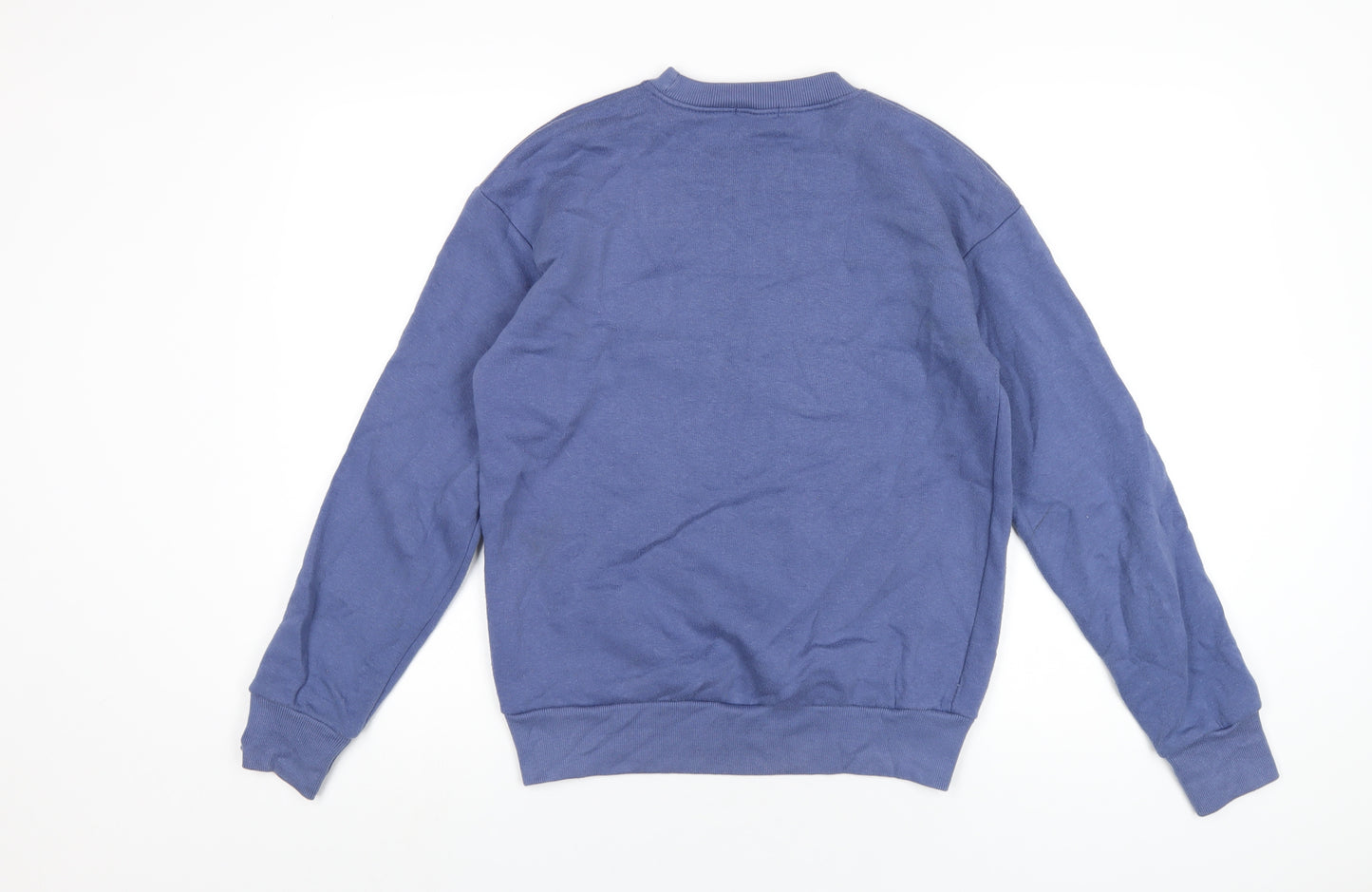 Boohoo Womens Blue Cotton Pullover Sweatshirt Size 8 Pullover