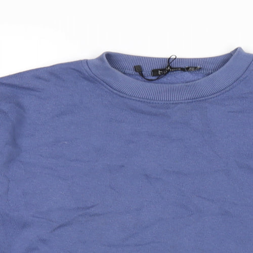 Boohoo Womens Blue Cotton Pullover Sweatshirt Size 8 Pullover