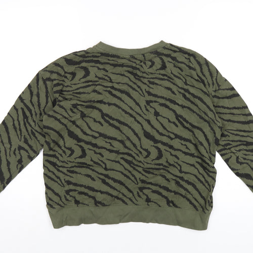 John Lewis Womens Green Animal Print Cotton Pullover Sweatshirt Size S Pullover