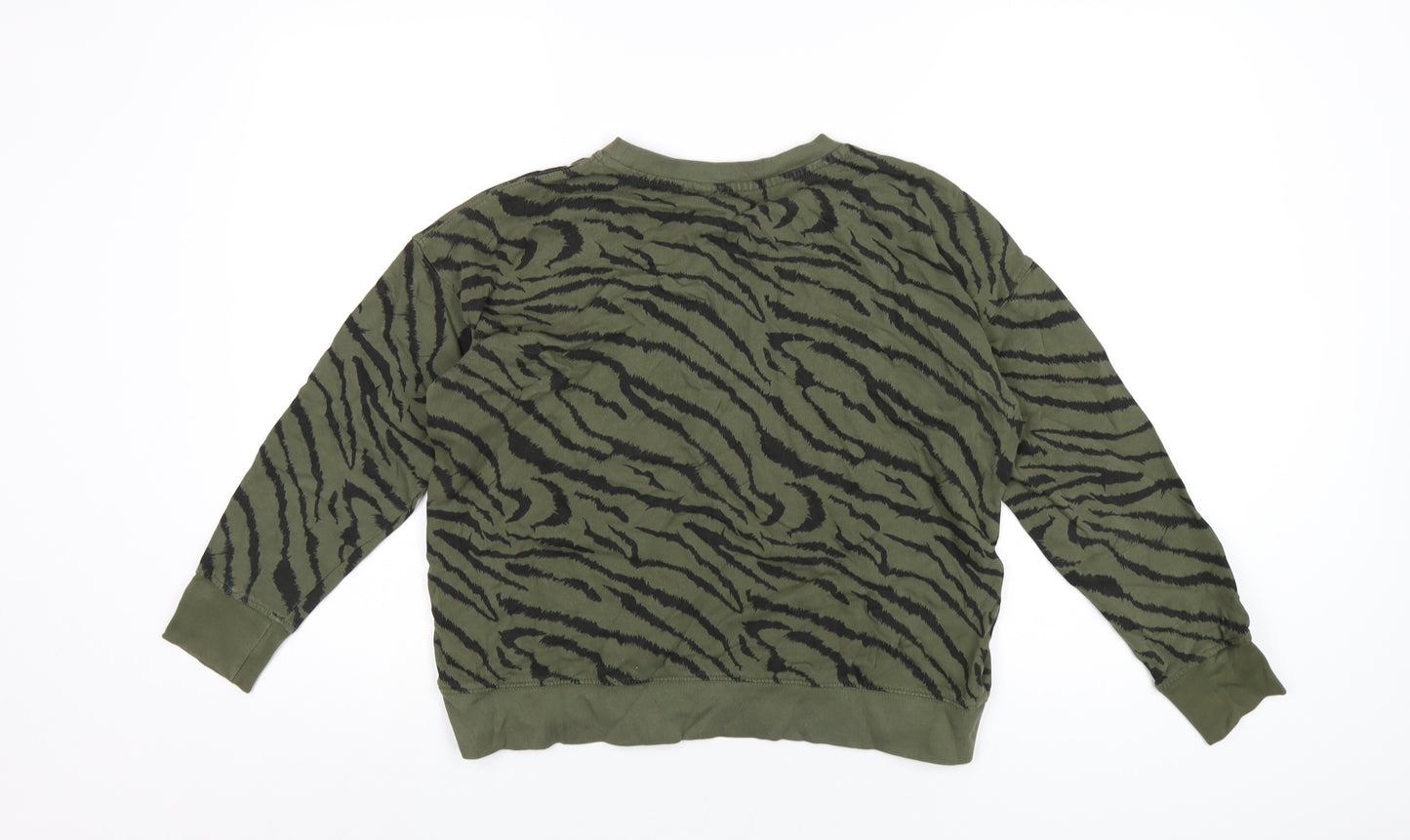 John Lewis Womens Green Animal Print Cotton Pullover Sweatshirt Size S Pullover