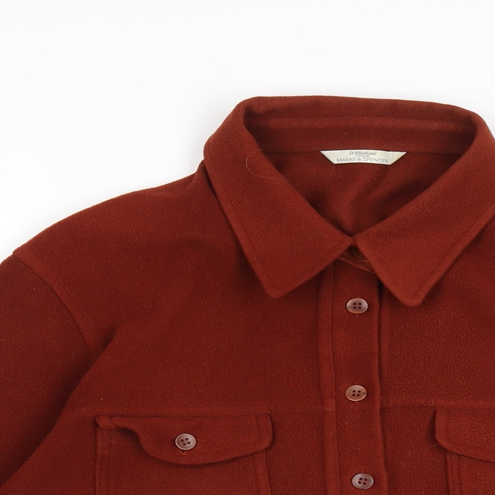 Marks and Spencer Womens Brown Polyester Basic Button-Up Size 18 Collared