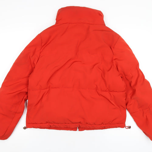 H&M Womens Orange Puffer Jacket Coat Size 10 Zip