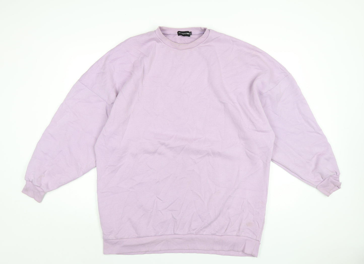 PRETTYLITTLETHING Womens Purple Cotton Pullover Sweatshirt Size 8 Pullover