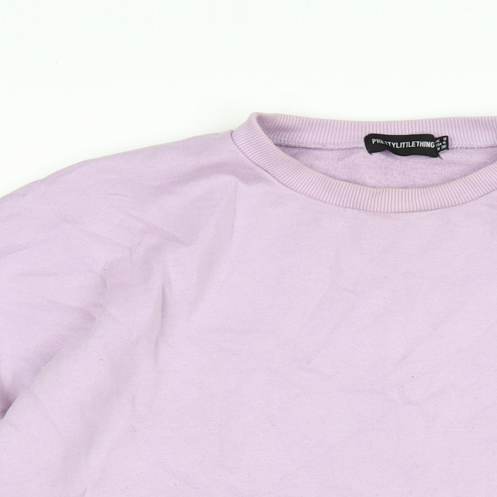 PRETTYLITTLETHING Womens Purple Cotton Pullover Sweatshirt Size 8 Pullover
