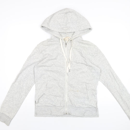 H&M Womens Grey Cotton Full Zip Hoodie Size S Zip