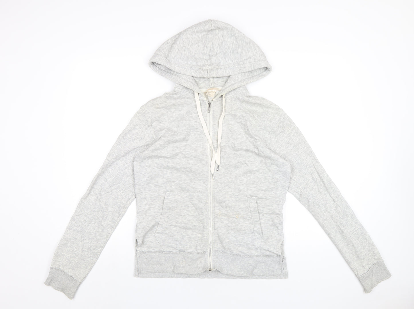 H&M Womens Grey Cotton Full Zip Hoodie Size S Zip