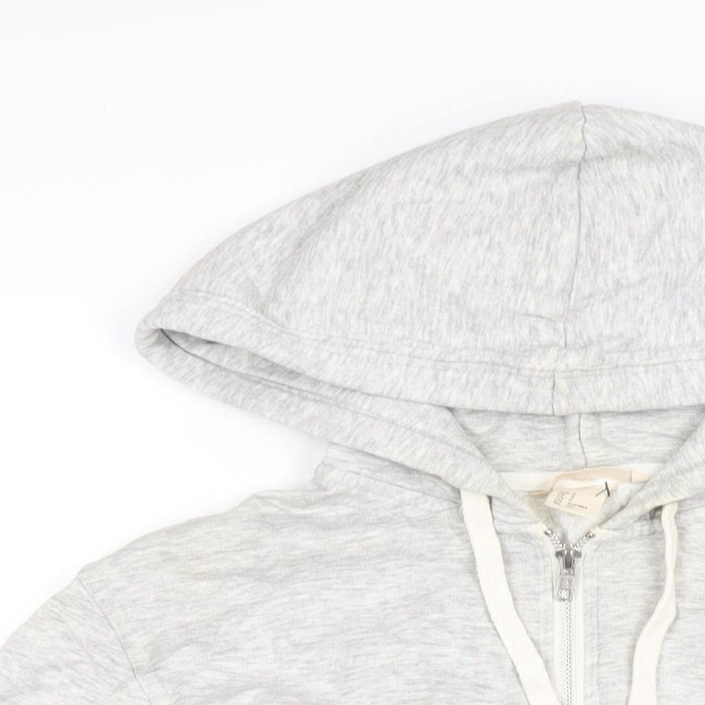 H&M Womens Grey Cotton Full Zip Hoodie Size S Zip