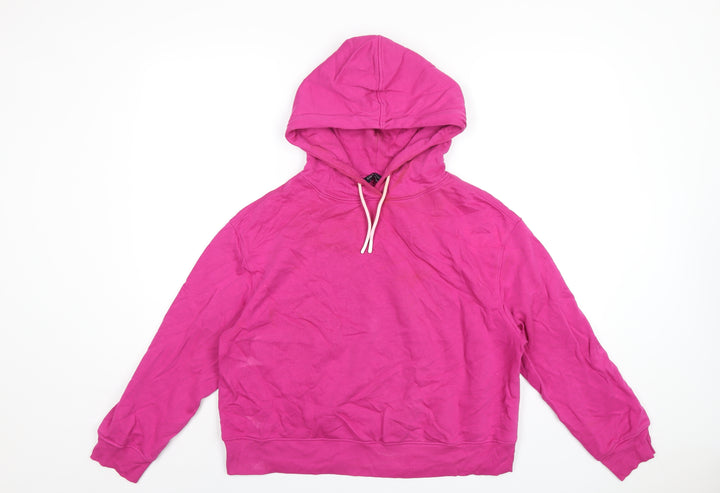 Marks and Spencer Womens Pink Cotton Pullover Hoodie Size 12 Pullover