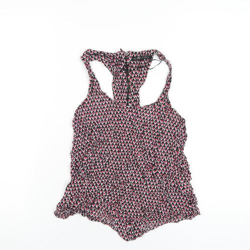 Zara Womens Multicoloured Geometric Viscose Basic Tank Size S Scoop Neck