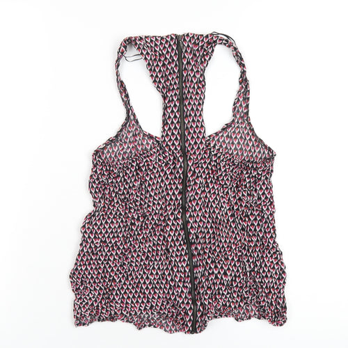 Zara Womens Multicoloured Geometric Viscose Basic Tank Size S Scoop Neck