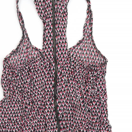 Zara Womens Multicoloured Geometric Viscose Basic Tank Size S Scoop Neck