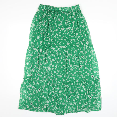 New Look Womens Green Floral Polyester Maxi Skirt Size 10