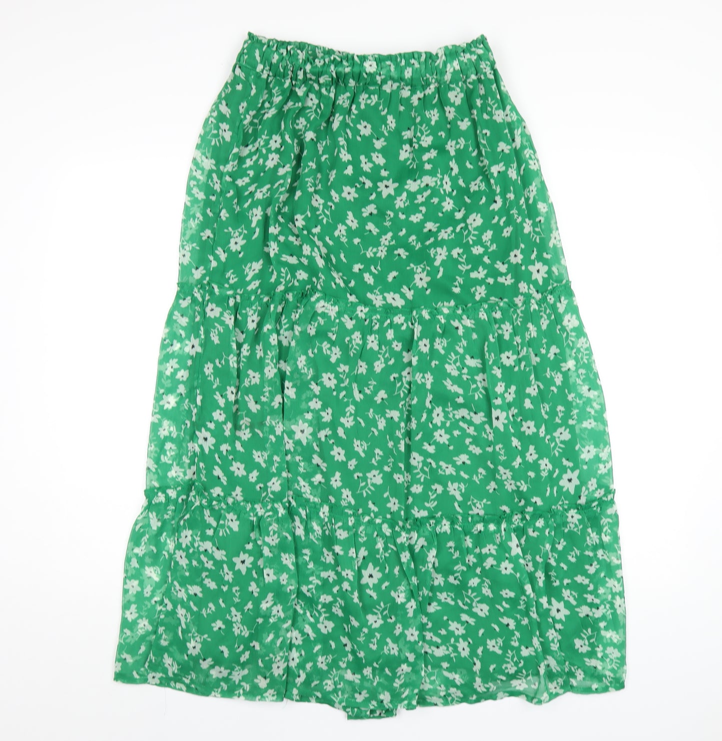 New Look Womens Green Floral Polyester Maxi Skirt Size 10