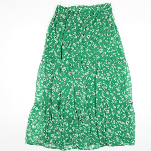 New Look Womens Green Floral Polyester Maxi Skirt Size 10