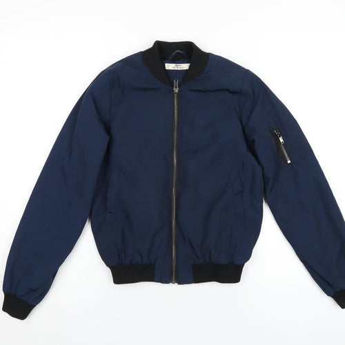 Miss Selfridge Womens Blue Bomber Jacket Coat Size 4 Zip