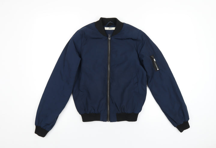 Miss Selfridge Womens Blue Bomber Jacket Coat Size 4 Zip