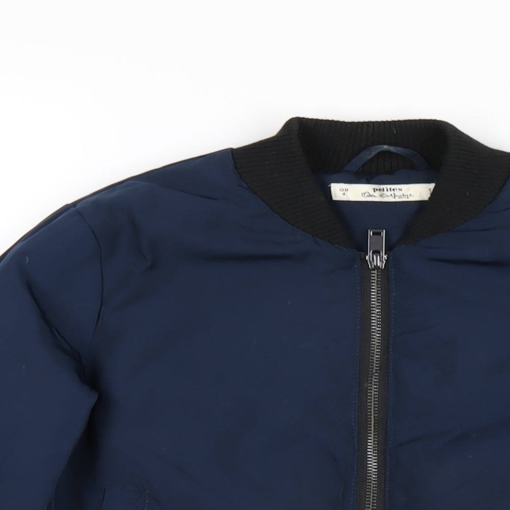 Miss Selfridge Womens Blue Bomber Jacket Coat Size 4 Zip