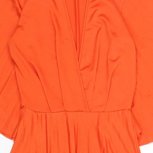 ASOS Womens Orange Polyester A-Line Size 10 V-Neck Pullover