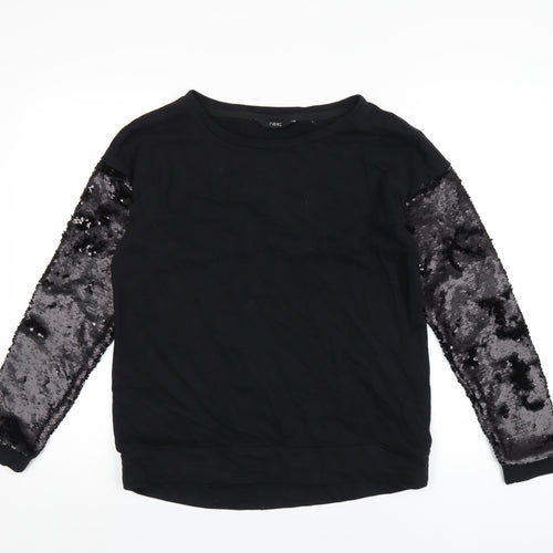 NEXT Womens Black Cotton Pullover Sweatshirt Size S Pullover - Sequin
