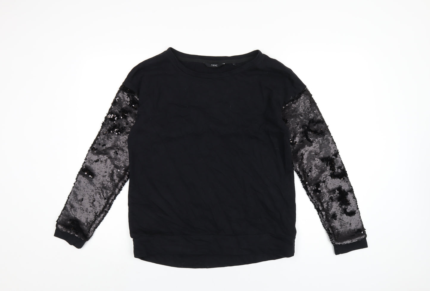 NEXT Womens Black Cotton Pullover Sweatshirt Size S Pullover - Sequin