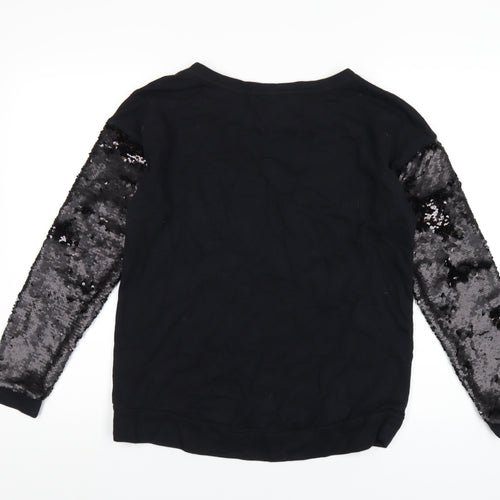NEXT Womens Black Cotton Pullover Sweatshirt Size S Pullover - Sequin
