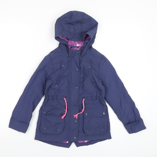 NEXT Girls Blue Rain Coat Coat Size 7-8 Years Zip