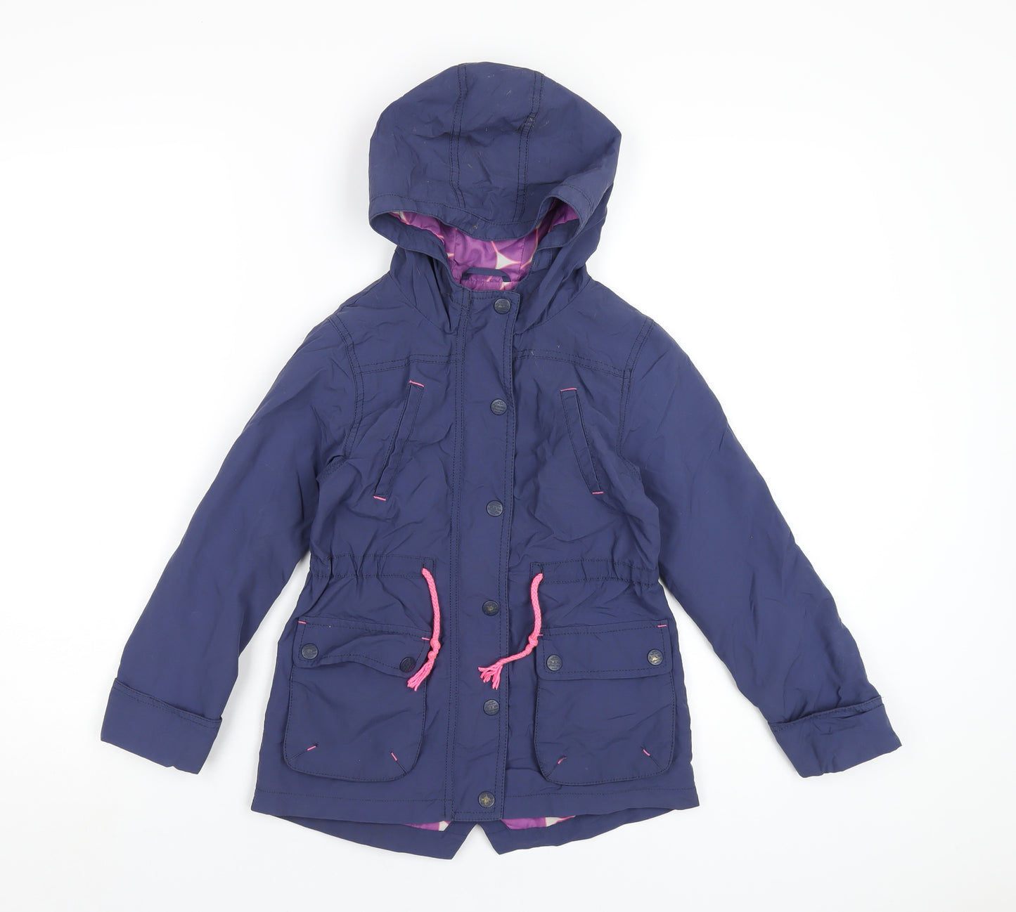 NEXT Girls Blue Rain Coat Coat Size 7-8 Years Zip