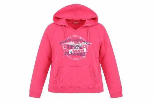 Front view of Next women’s purple cotton pullover hoodie, size UK 14, pullover