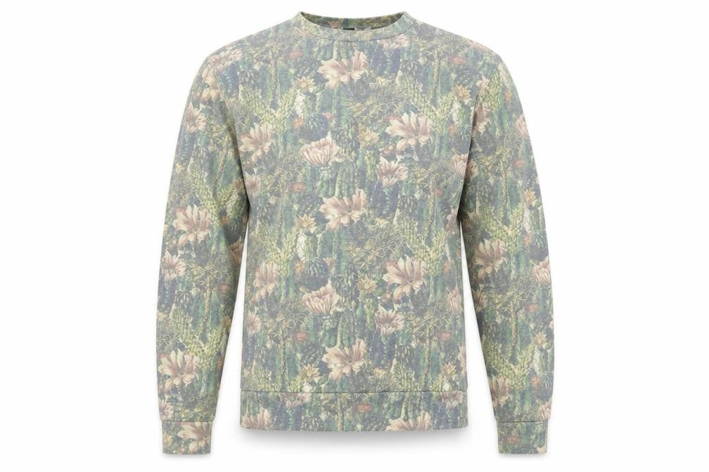 Front view of Topman men’s multicoloured floral cotton pullover sweatshirt, size XS