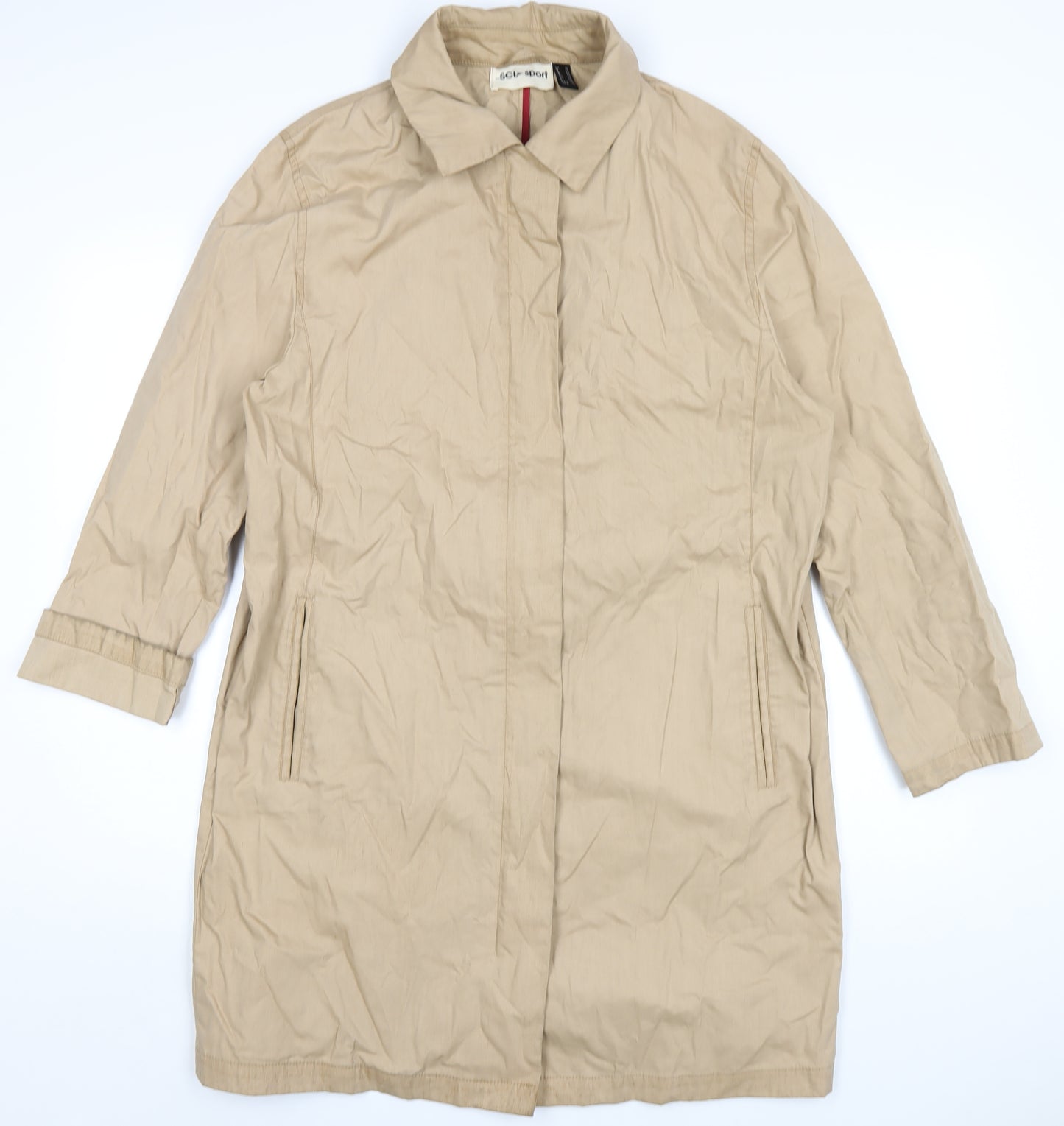 SCL sport Womens Beige Trench Coat Coat Size 16 Zip
