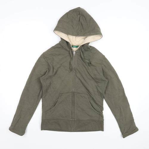 Marks and Spencer Womens Green Cotton Full Zip Hoodie Size 8 Zip