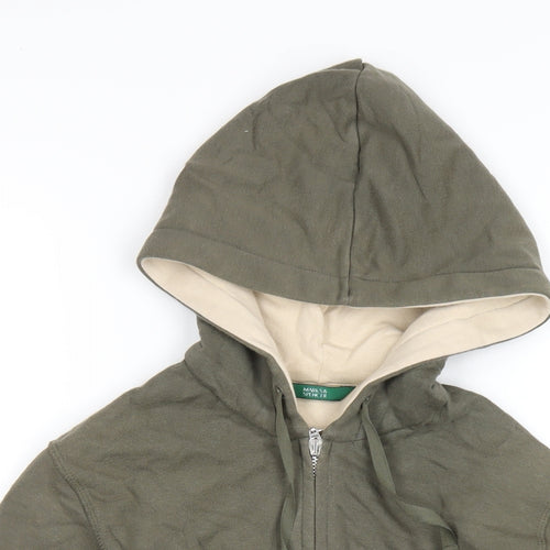 Marks and Spencer Womens Green Cotton Full Zip Hoodie Size 8 Zip