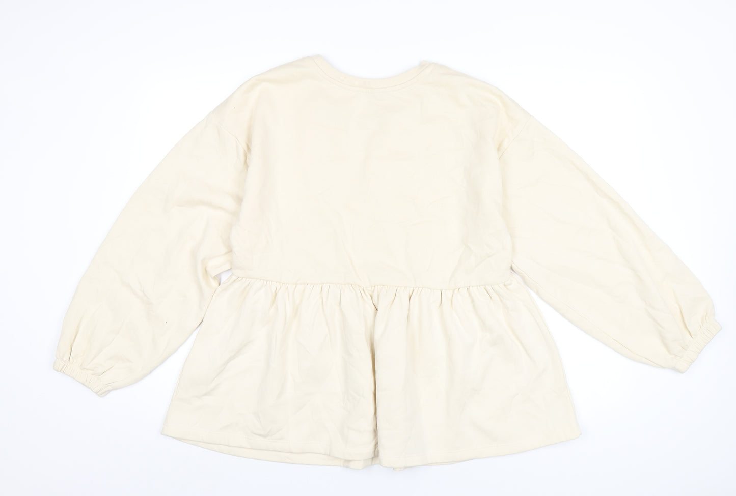 Zara Womens Ivory Cotton Pullover Sweatshirt Size M Pullover