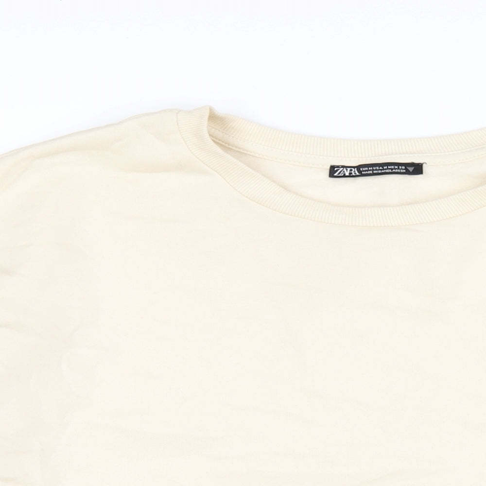 Zara Womens Ivory Cotton Pullover Sweatshirt Size M Pullover