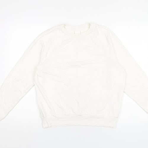 H&M Womens White Polyester Pullover Sweatshirt Size S Pullover