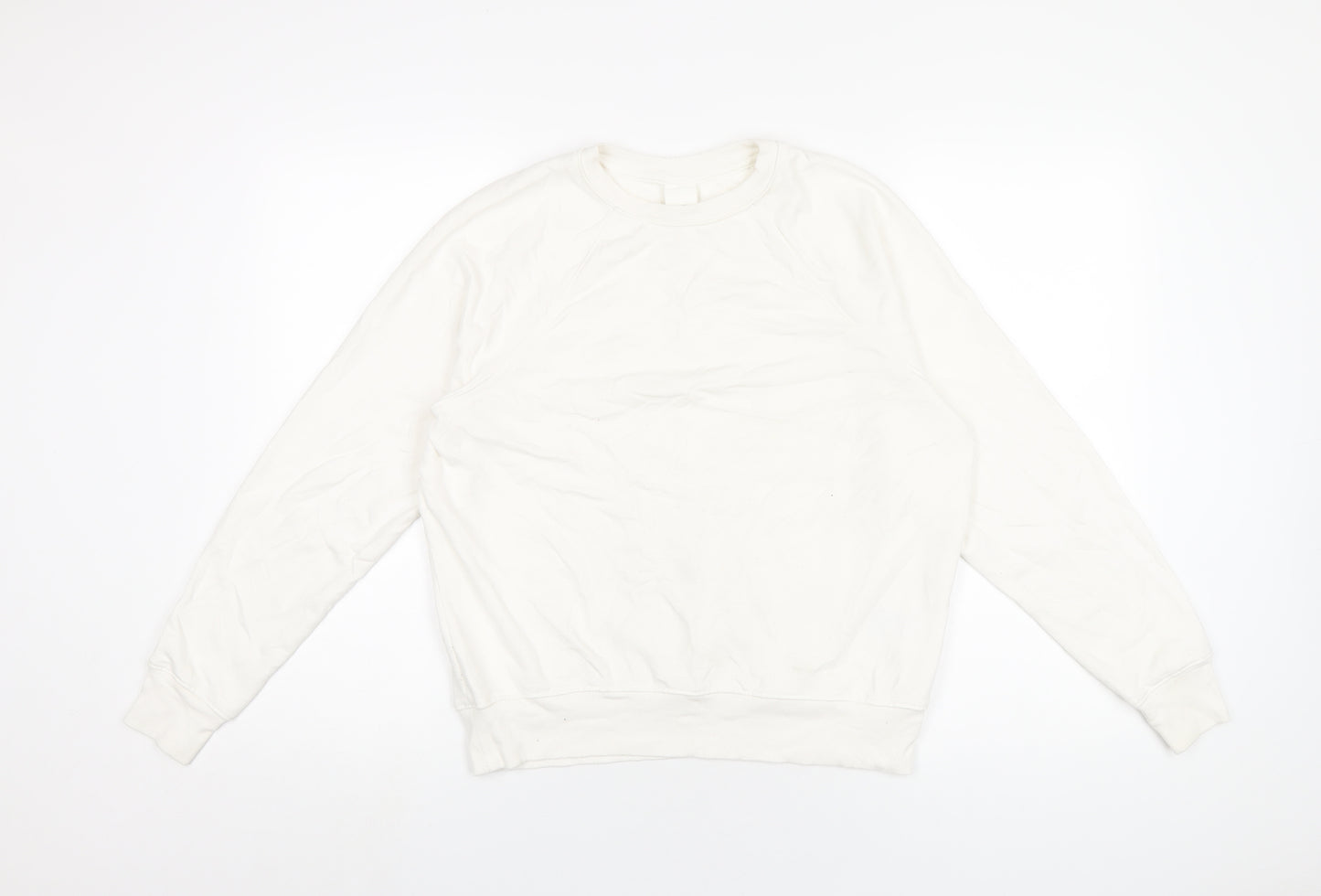 H&M Womens White Polyester Pullover Sweatshirt Size S Pullover