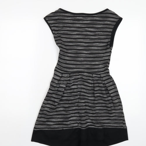 Stradivarius Womens Black Polyester A-Line Size S Round Neck Zip