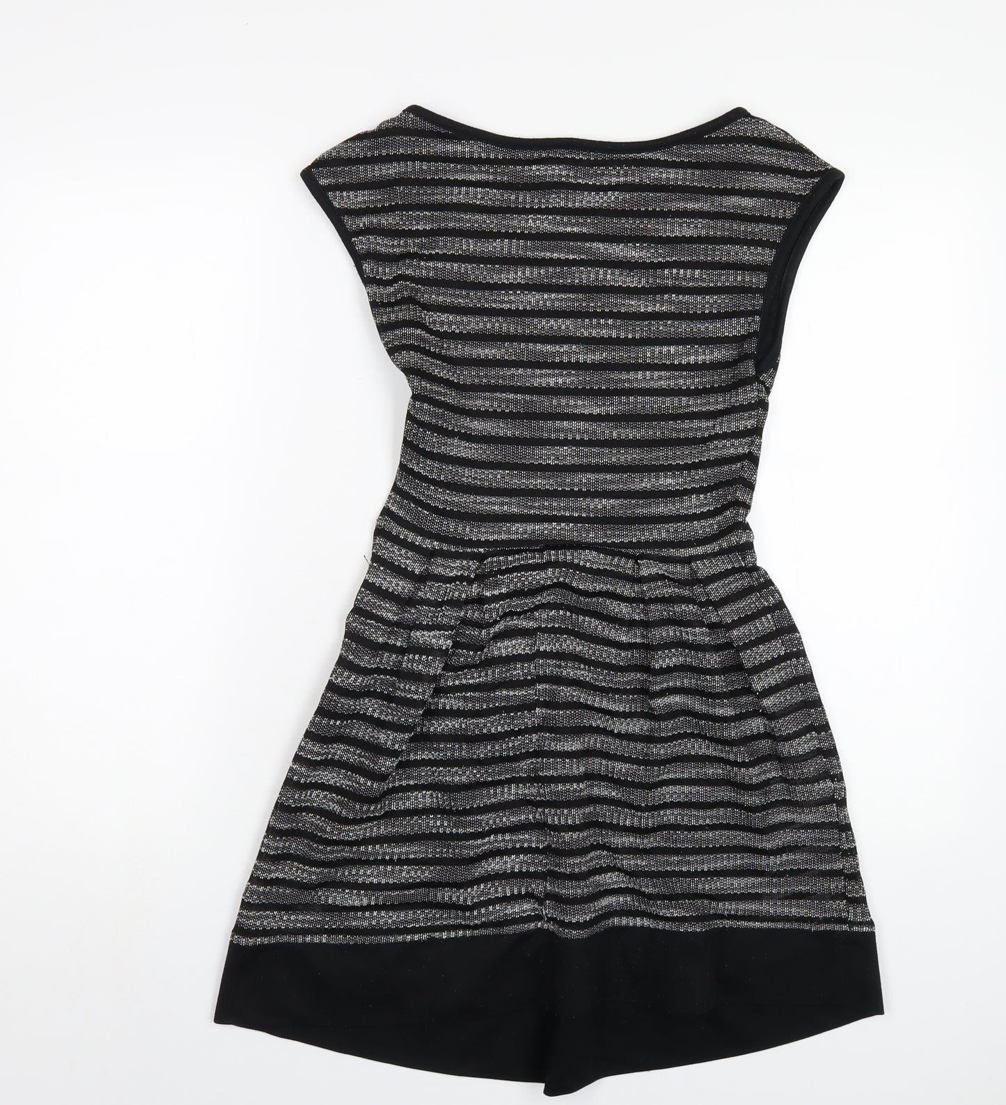 Stradivarius Womens Black Polyester A-Line Size S Round Neck Zip