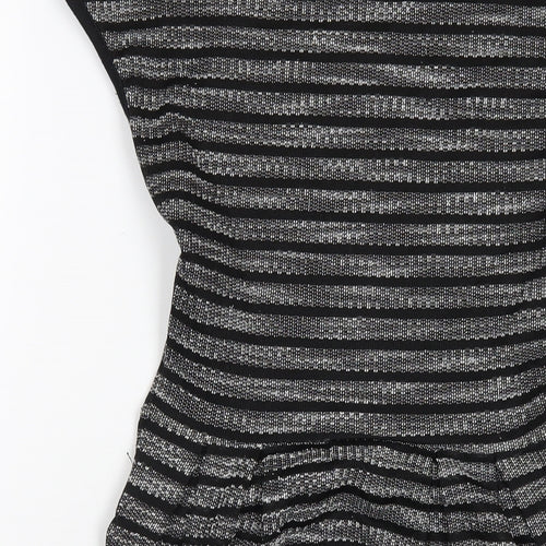 Stradivarius Womens Black Polyester A-Line Size S Round Neck Zip