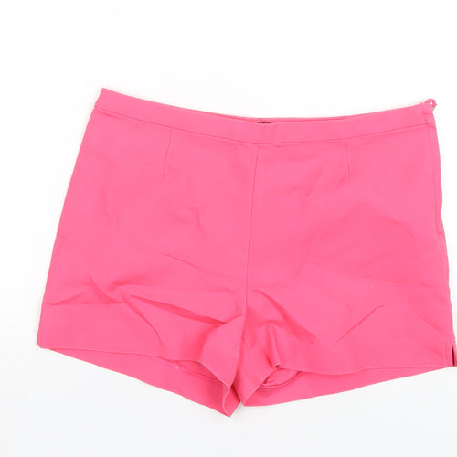 H&M Womens Pink Cotton Basic Shorts Size 12 Regular Zip