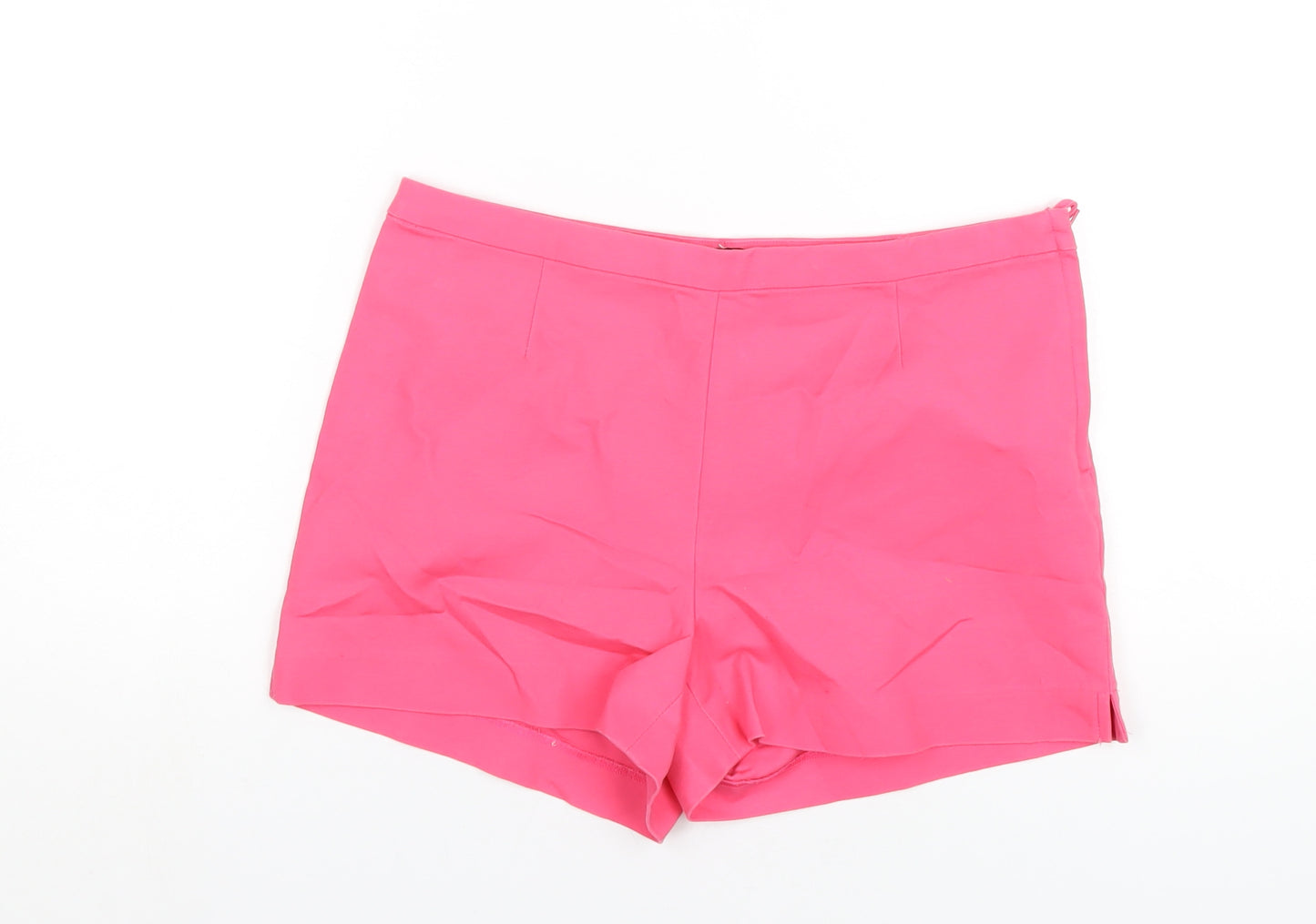 H&M Womens Pink Cotton Basic Shorts Size 12 Regular Zip